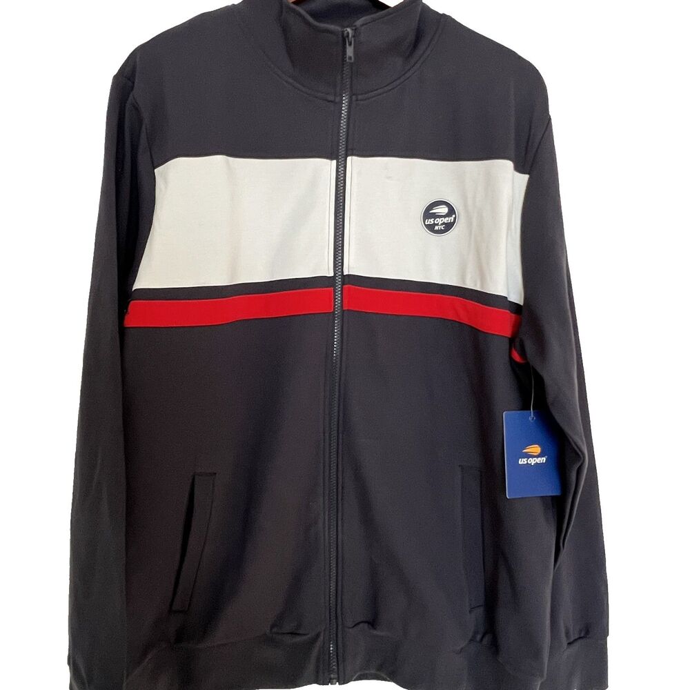US Open Mens Jacket L Warm Up Tennis Full Zip Official NYC logo NWT